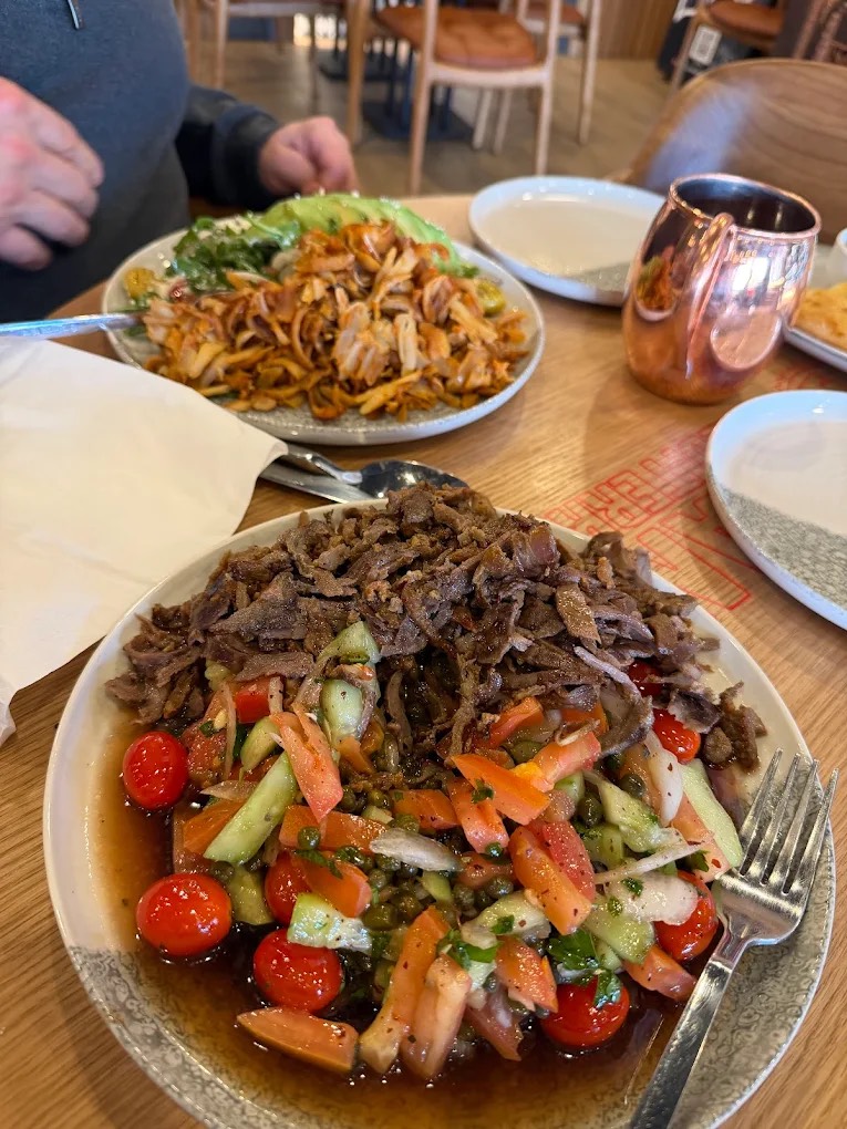 Carved doner served with salad